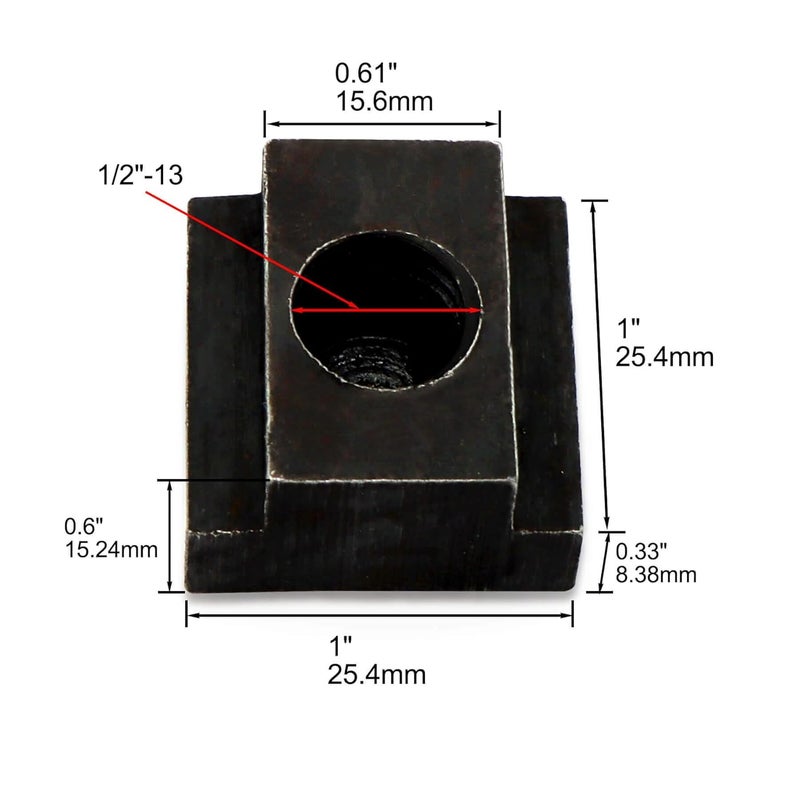 Wulankd T-Slot Nut Black Oxide Finish, 1/2"-13 Thread Size, 5/8 in Table Slot Size, 4Packs - Image 4